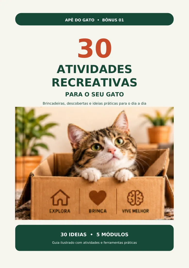 Capa real do bônus 30 Atividades Recreativas para o Seu Gato